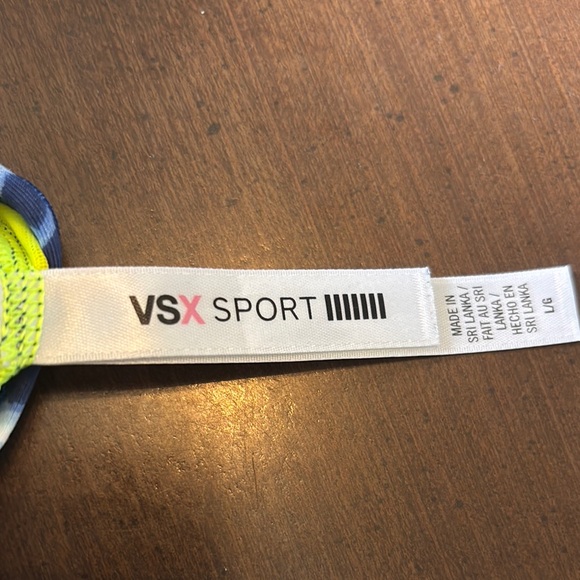 VSX Blue and Yellow Racerback Sports Bra with Neon Accents - Picture 2 of 3